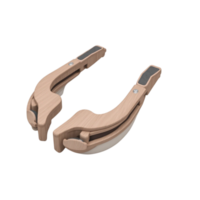 Pair of Ergonomic Wooden Handles with Curved Design Rendered in 3D on Transparent Background png