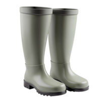 Pair of grey rubber wellington boots isolated on black background This is a file with a transparent background png