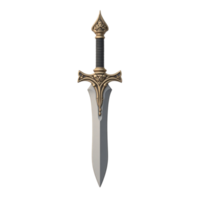 Ornate Fantasy Sword with Gold Accents Isolated on a Transparent Background File for Design Projects png