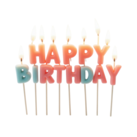 Pastel Colored Lit Happy Birthday Candles Isolated on Transparent Background png