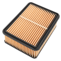 New rectangular automotive engine air filter element isolated on black background maintenance part replacement png
