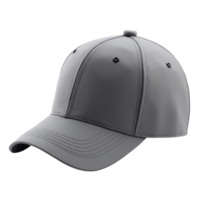 Plain grey baseball cap on a black background with transparent alpha channel ideal for product mockups png