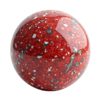 Polished Red Speckled Stone Sphere Object on Transparent Background Image png