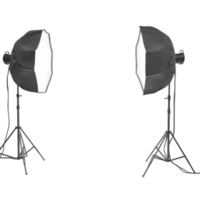Professional photography studio lighting setup with two softboxes png