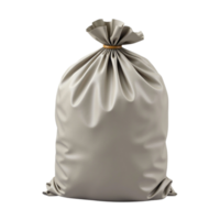 Realistic 3D Render of an Empty Grey Drawstring Bag Isolated on Transparent Background File png