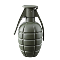 Realistic 3D Render of an Olive Green Hand Grenade on a Transparent Background png