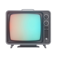 Retro Television 3D Rendered Icon with Glowing Screen on Transparent Background Technology Nostalgia Design Element png