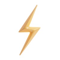Shiny 3D Rendered Yellow Lightning Bolt Icon Isolated on Transparent Background png
