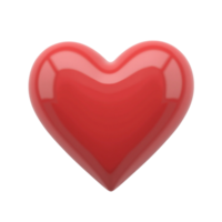 Shiny 3D Red Heart Symbol Graphic with Glossy Surface and Transparent Background File png