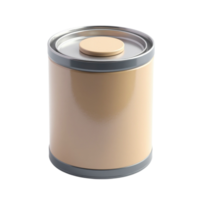 Shiny Cylindrical Metal Container with Lid Isolated on Transparent Background for Mockup png