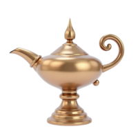 Shiny Golden Magic Lamp Object on Transparent Background - 3D Render Illustration png