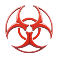 Shiny Red 3D Biohazard Symbol Warning Sign Graphic Element for Danger Alert png
