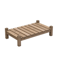 Simple rustic wooden platform bed base or display stand file with a transparent background png