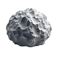 Realistic 3D rendering of a white asteroid or moon model on a transparent background png