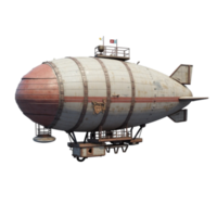 Steampunk airship illustration with transparent background file isolated on black background png