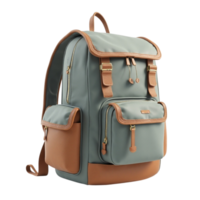 Stylish Retro-Modern Backpack with Multiple Pockets and Leather Accents Isolated on Transparent Background File png