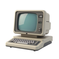 Stylized Vintage Personal Computer PC Terminal 3D Render Icon Transparent Graphic png