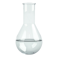 Transparent laboratory flask filled with clear liquid for scientific experiments This is a file with a transparent background png