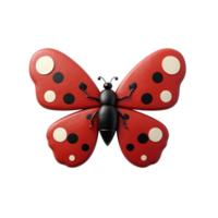 Unique red butterfly with black and white spots resembling a ladybug pattern on transparent background png
