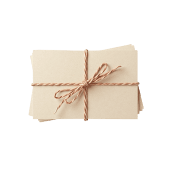 stack av tom grädde papper kort bunden med rustik snöre rosett på transparent bakgrund bild png