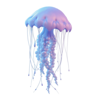 Stunning Digital 3D Render of a Translucent Blue and Purple Jellyfish Floating Ethereally png