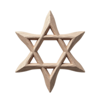 Textured Wooden Star of David Symbol on Black Background as Transparent File for Design png