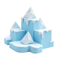 Stylized Ice Castle or Snowy Mountain Peaks 3D Render Illustration with Transparent Background png