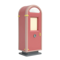 Stylized Retro Pink Door or Booth 3D Render Isolated with Transparent Background png