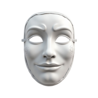 White theatrical comedy mask with happy smiling expression isolated on transparent background graphic resource png