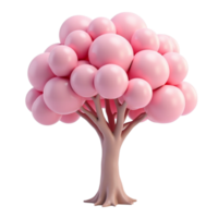Whimsical 3D Render of a Cute Pink Bubble Tree with Transparent Background png