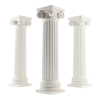 White Ancient Classical Greek Ionic Columns isolated with Transparent Background png