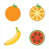 Assorted tropical fruits isolated on white background in a simple design vector