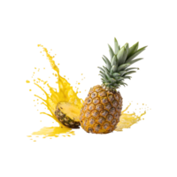Fresh pineapple with juice splash png