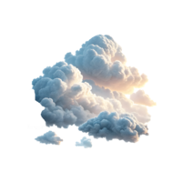 Realistic fluffy cloud cluster in the sky on transparent background. png