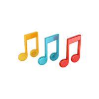 Three Dimensional Colorful Musical Notes and music notes on transparent background. png