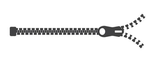Cartoon zip fastener with zipper puller. Clasp for clothes. Clothing accessories and zip types. Zippers. Set of closed and open zip with fastener. Unzip, closed zipper locks. Sewing zip line icon. vector