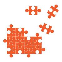 jigsaw, puzzle pieces connection pattern. Puzzle piece icon or pictogram. Cartoon outline. Autism logo or symbol. Dubbele platte puzzles grid. Teamwork concept. Mosaic sign. Game print vector