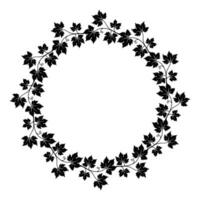Round frame of grapevine with leaves and tendrils. Autumn harvest. Advertising label. vector