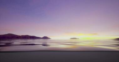 CGI Tranquil dawn on a quiet lake with mountains in the background video