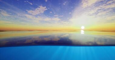 CGI Beautiful sunset over calm ocean waters at twilight, serene and tranquil video
