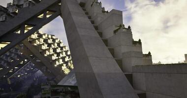 CGI Angular concrete structures creatively blend with nature video