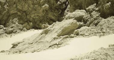 CGI Rock formations create unique textures in a desert landscape during daylight video