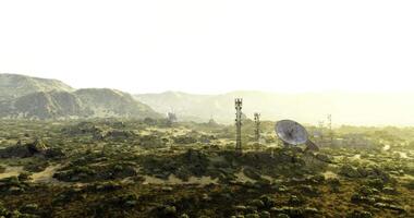 CGI Landscape featuring communication towers and satellite dishes in a desert area video