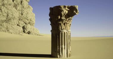 CGI Lone stone column in a vast desert under clear skies video