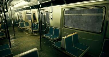 CGI Empty subway car interior in late night urban transit setting video