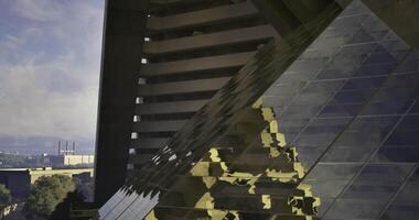 CGI Unique architectural design of a pyramid structure beneath a modern building video