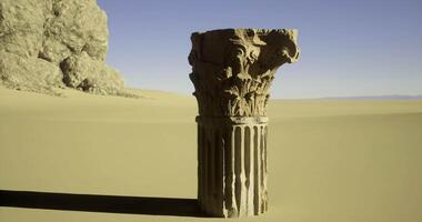 CGI Ancient column in a vast desert landscape showcases historical architecture video