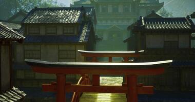 CGI Serene view of traditional Japanese architecture at dawn in a tranquil setting video