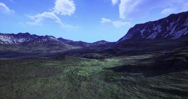 CGI Expansive landscape with mountains and vibrant skies during daylight hours video