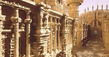 CGI Close up of ancient stone architecture with intricate carvings video